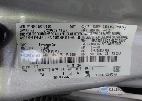 2017 Ford Focus S from USA, damaged, VIN 1FADP3E21HL241557